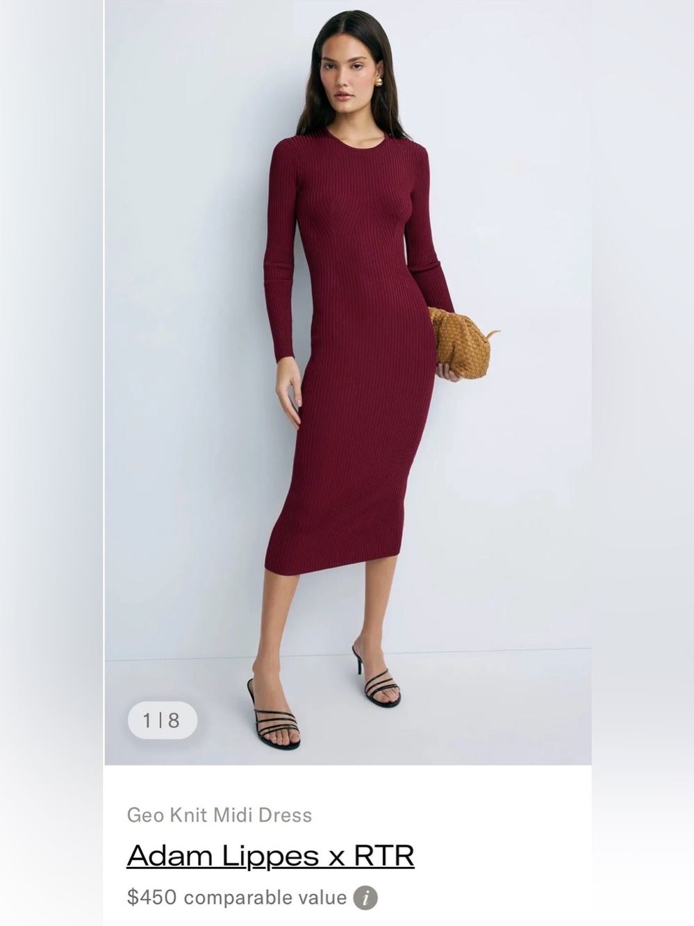 Adam Lippes Burgundy Long Sleeve Midi Dress